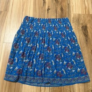 Max Studio Blue and Red Floral A-Line Skirt